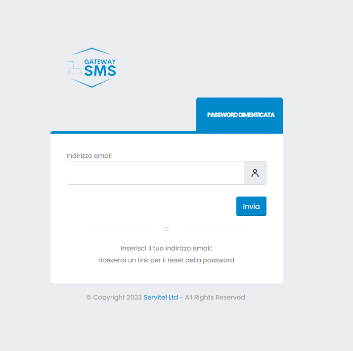 Invio SMS password reminder
