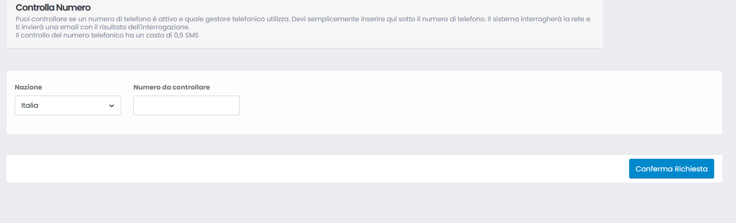 Controllo singolo numero SMS