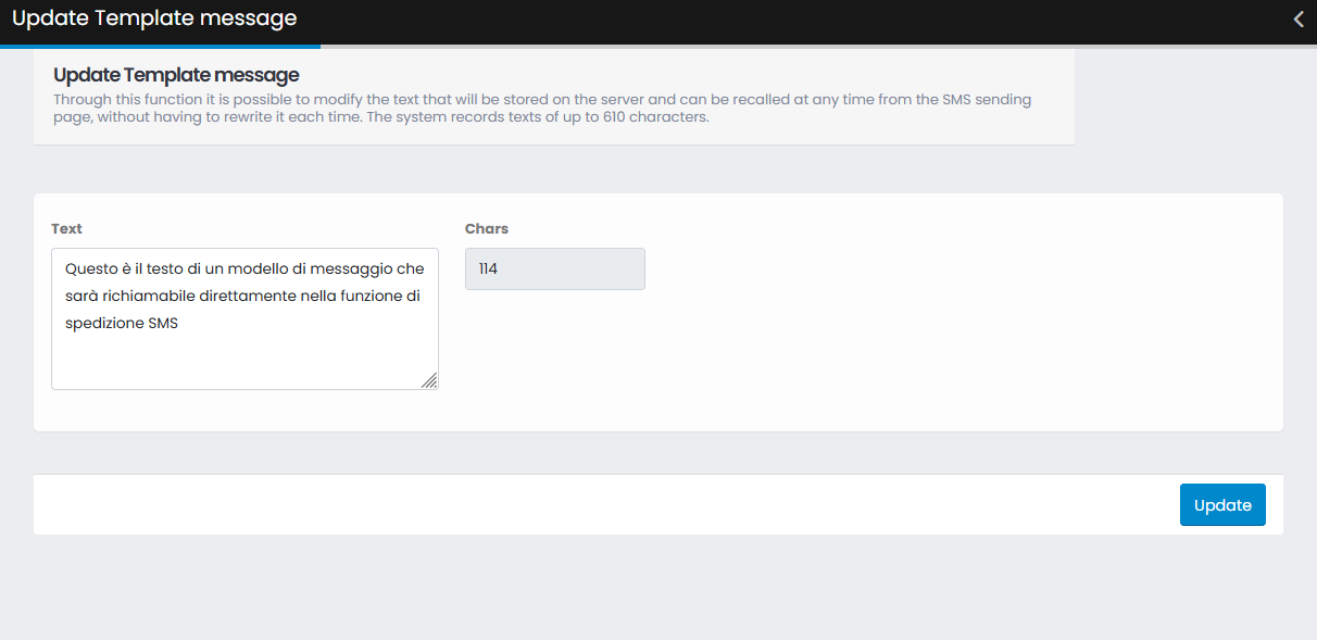 Update SMS template