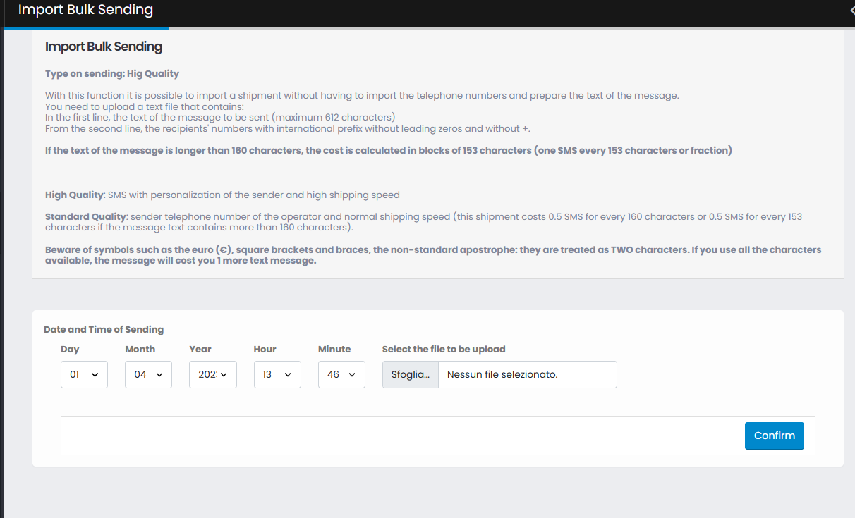 Invio SMS bulk